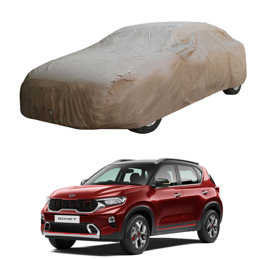 Oshotto Brown 100% Waterproof Car Body Cover with Mirror Pockets For KIA Sonet