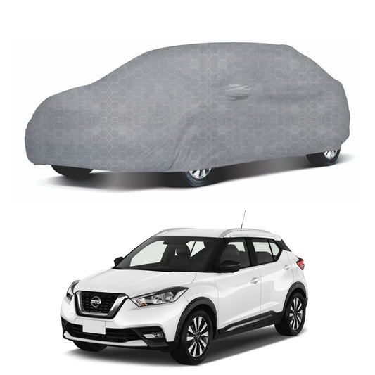 Oshotto 100% Dust Proof, Water Resistant Grey Car Body Cover with Mirror Pocket For Nissan Kicks