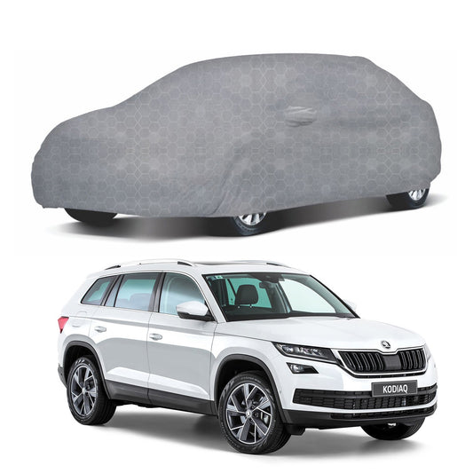 Oshotto 100% Dust Proof, Water Resistant Grey Car Body Cover with Mirror Pocket For Skoda Kodiaq