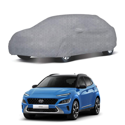 Oshotto 100% Dust Proof, Water Resistant Grey Car Body Cover with Mirror Pocket For Hyundai Kona