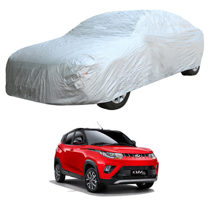 Oshotto Silvertech Car Body Cover (Without Mirror Pocket) For Mahindra Kuv-100 - Silver