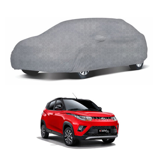 Oshotto 100% Dust Proof, Water Resistant Grey Car Body Cover with Mirror Pocket For Mahindra Kuv-100