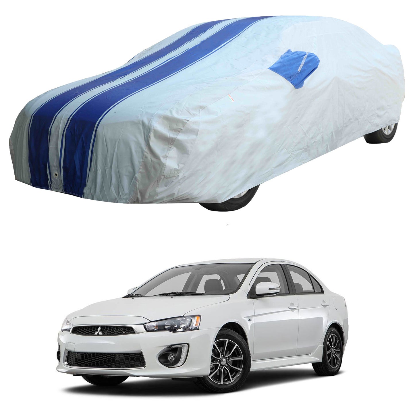 Oshotto 100% Blue dustproof and Water Resistant Car Body Cover with Mirror Pockets For Mitsubishi Lancer/Cedia