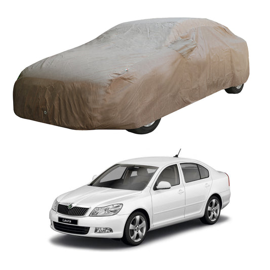 Oshotto Brown 100% Waterproof Car Body Cover with Mirror Pockets For Skoda Laura