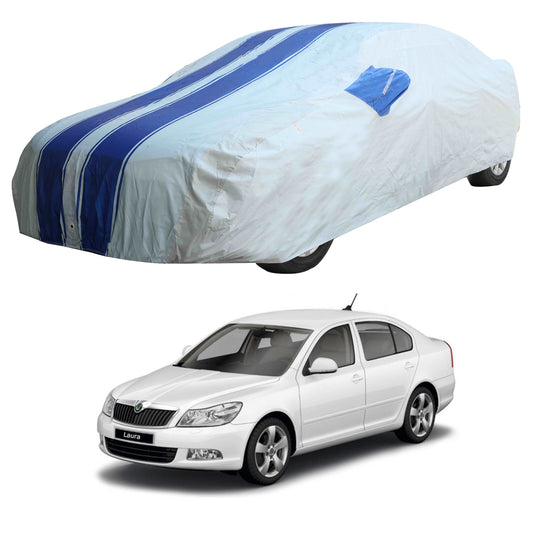 Oshotto 100% Blue dustproof and Water Resistant Car Body Cover with Mirror Pockets For Skoda Laura