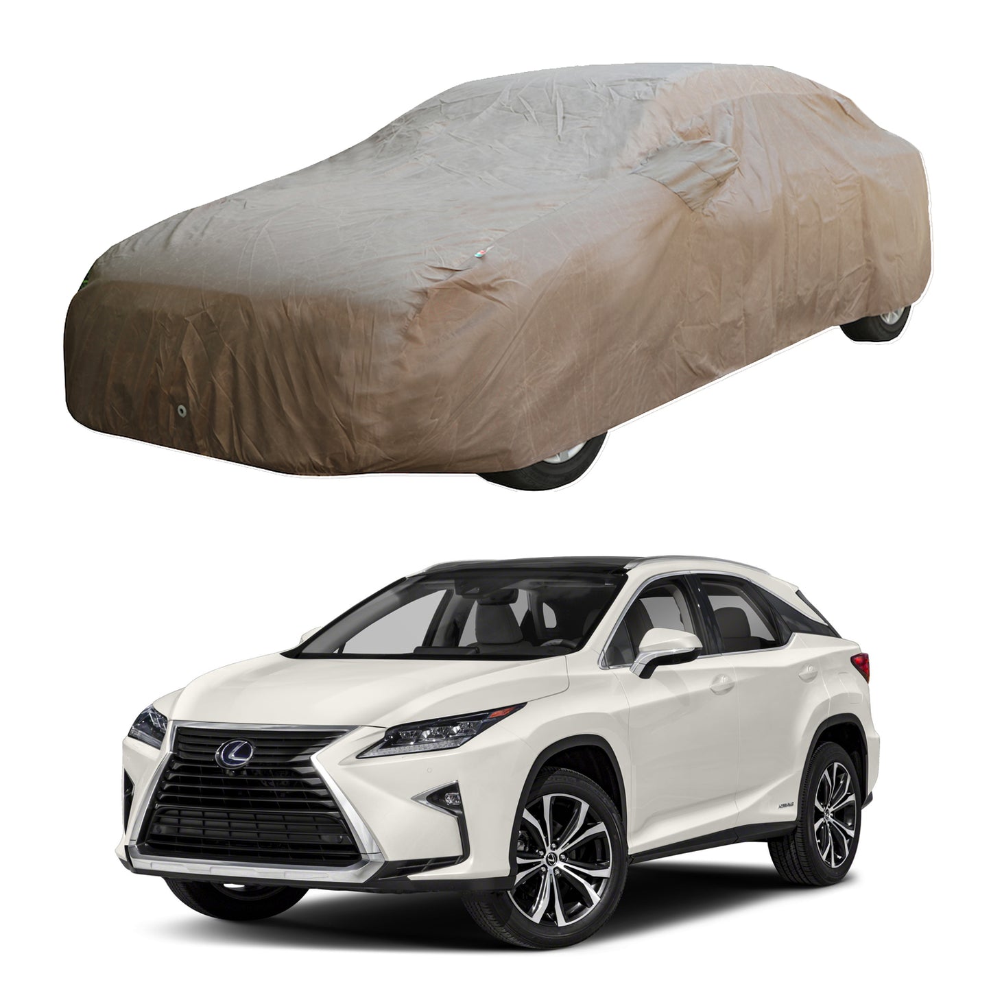 Oshotto Brown 100% Waterproof Car Body Cover with Mirror Pockets For Lexus RX