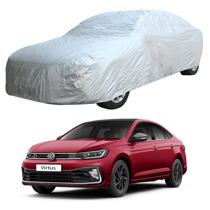 Oshotto Silvertech Car Body Cover (Without Mirror Pocket) For Volkswagen Virtus (Silver)