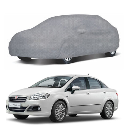 Oshotto 100% Dust Proof, Water Resistant Grey Car Body Cover with Mirror Pocket For Fiat Linea