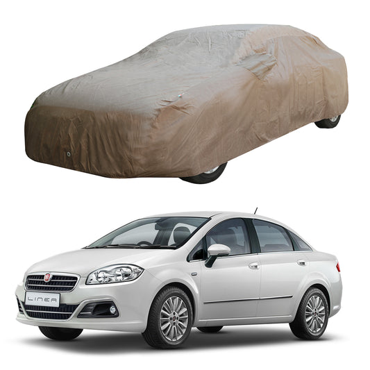 Oshotto Brown 100% Waterproof Car Body Cover with Mirror Pockets For Fiat Linea