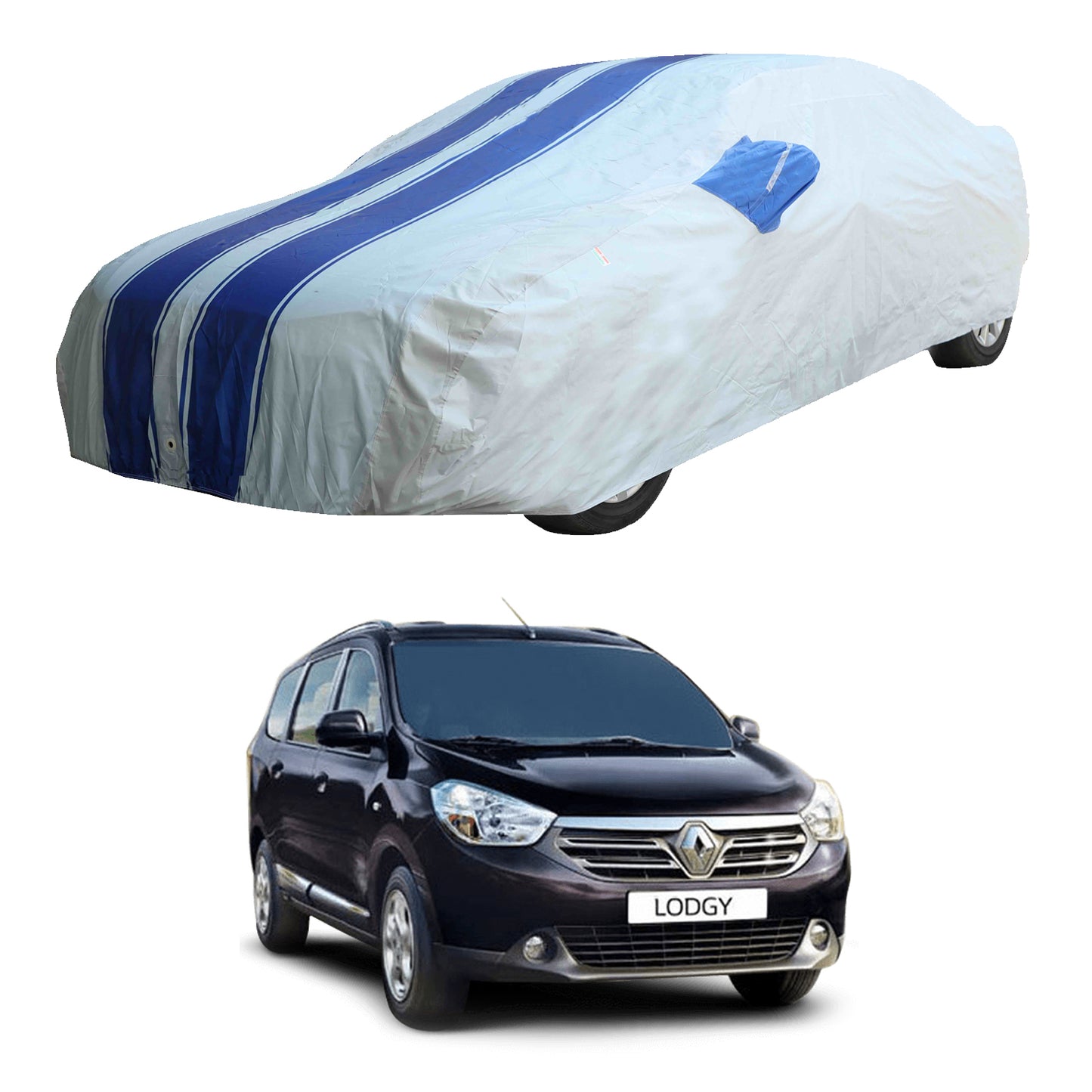 Oshotto 100% Blue dustproof and Water Resistant Car Body Cover with Mirror Pockets For Renault Lodgy