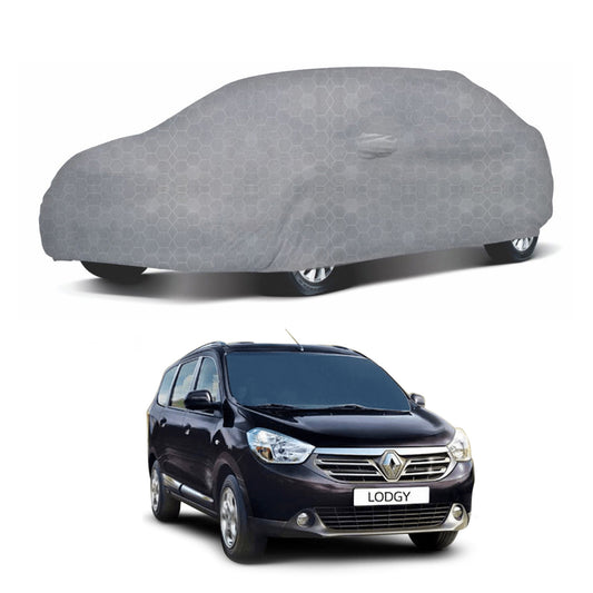 Oshotto 100% Dust Proof, Water Resistant Grey Car Body Cover with Mirror Pocket For Renault Lodgy