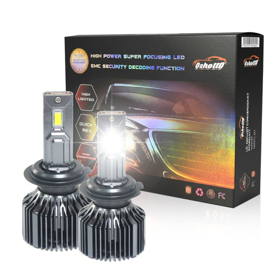 Oshotto H7 150W High Power Car LED Bulbs 7500Lm 6500K Car Headlight Bulb Halogen Replacement - Superior Brightness, Cool White Light