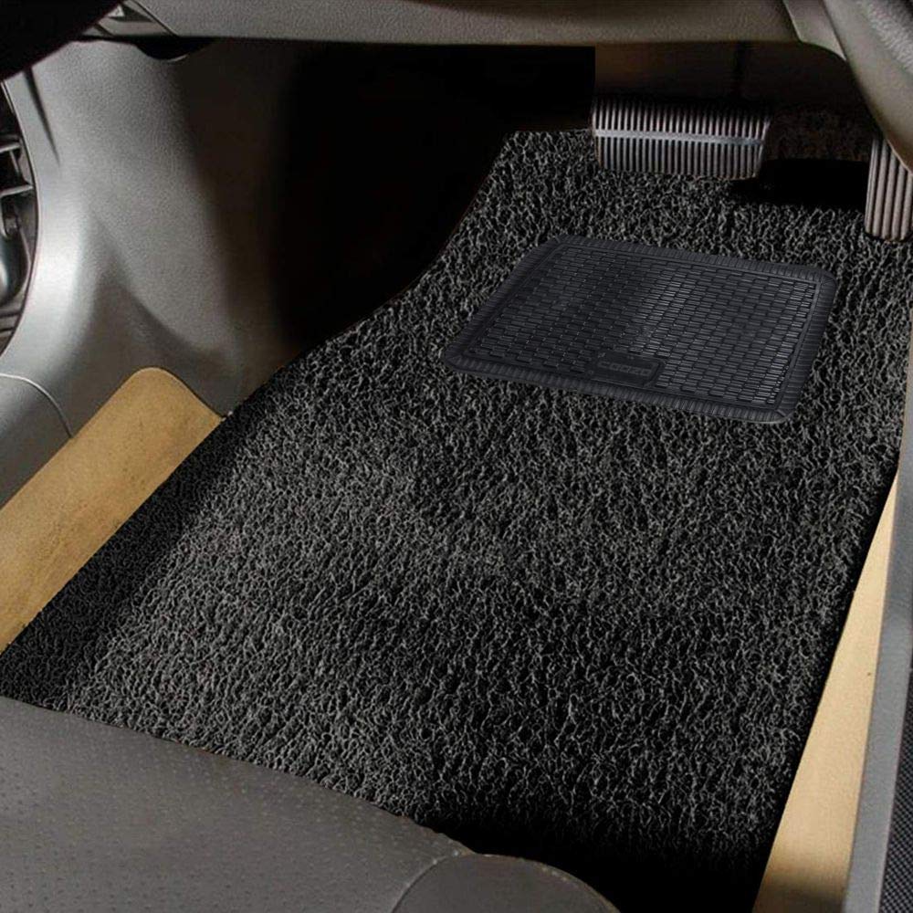 Oshotto Anti Skid Curly Noodle Grass 18mm Car Foot/Floor Mats for All Cars (Set of 5, Black)