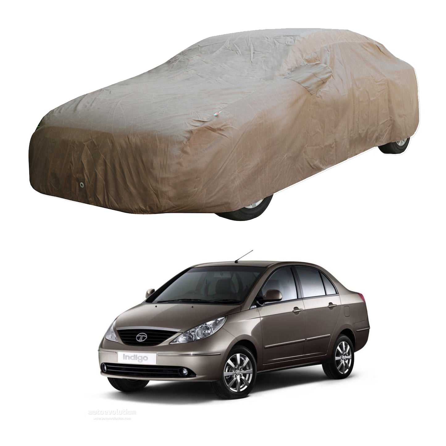 Oshotto Brown 100% Waterproof Car Body Cover with Mirror Pockets For Tata Indigo Manza