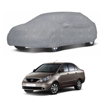 Oshotto 100% Dust Proof, Water Resistant Grey Car Body Cover with Mirror Pocket For Tata Indigo Manza