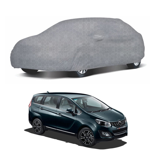 Oshotto 100% Dust Proof, Water Resistant Grey Car Body Cover with Mirror Pocket For Mahindra Marazzo