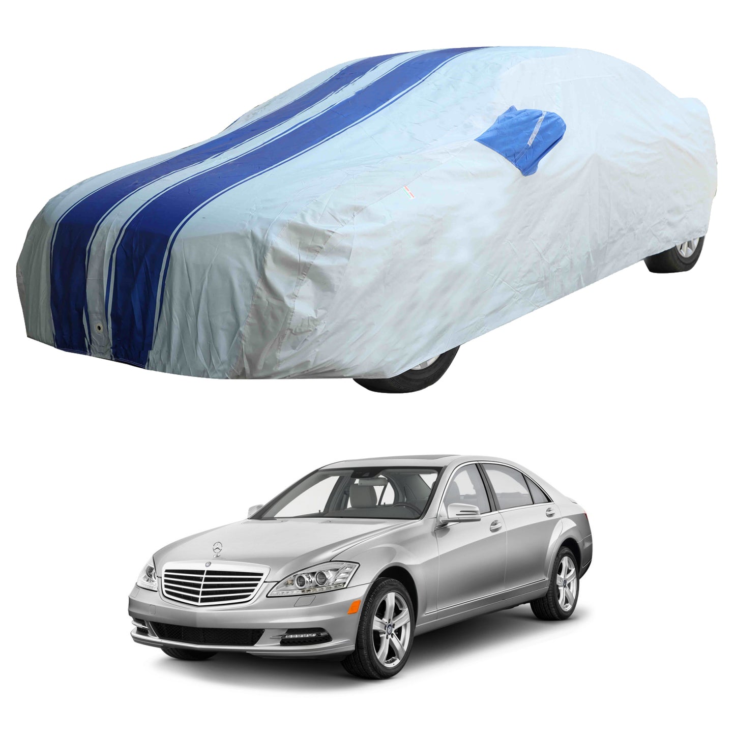 Oshotto 100% Blue dustproof and Water Resistant Car Body Cover with Mirror Pockets For Mercedes Benz S Class