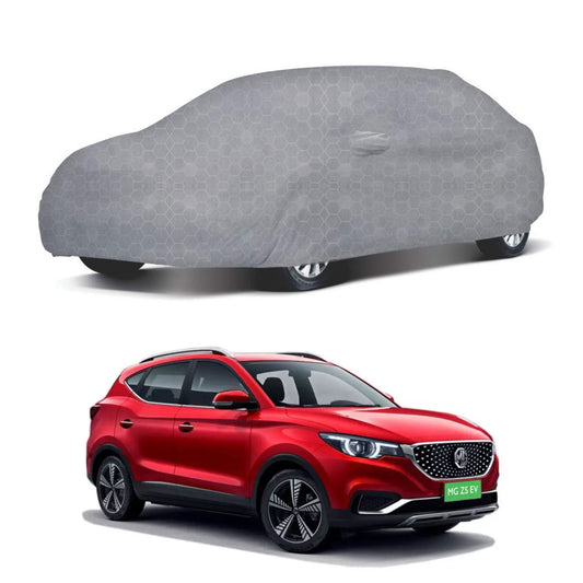 Oshotto 100% Dust Proof, Water Resistant Grey Car Body Cover with Mirror Pocket For MG ZS EV