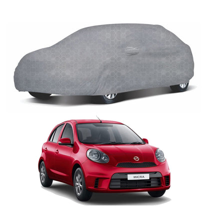 Oshotto 100% Dust Proof, Water Resistant Grey Car Body Cover with Mirror Pocket For Nissan Micra