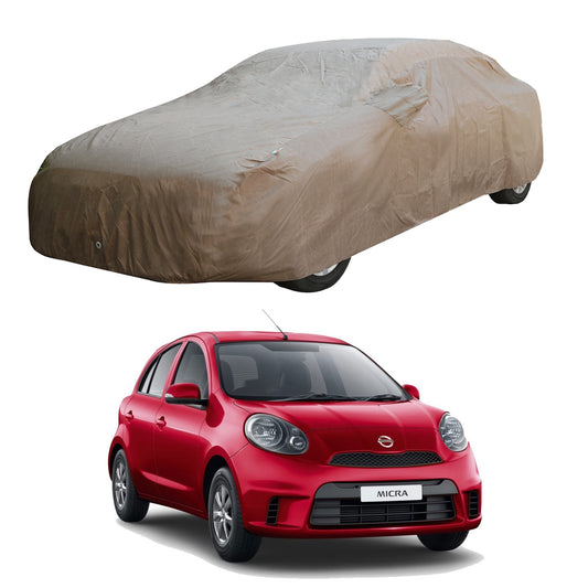 Oshotto Brown 100% Waterproof Car Body Cover with Mirror Pockets For Nissan Micra