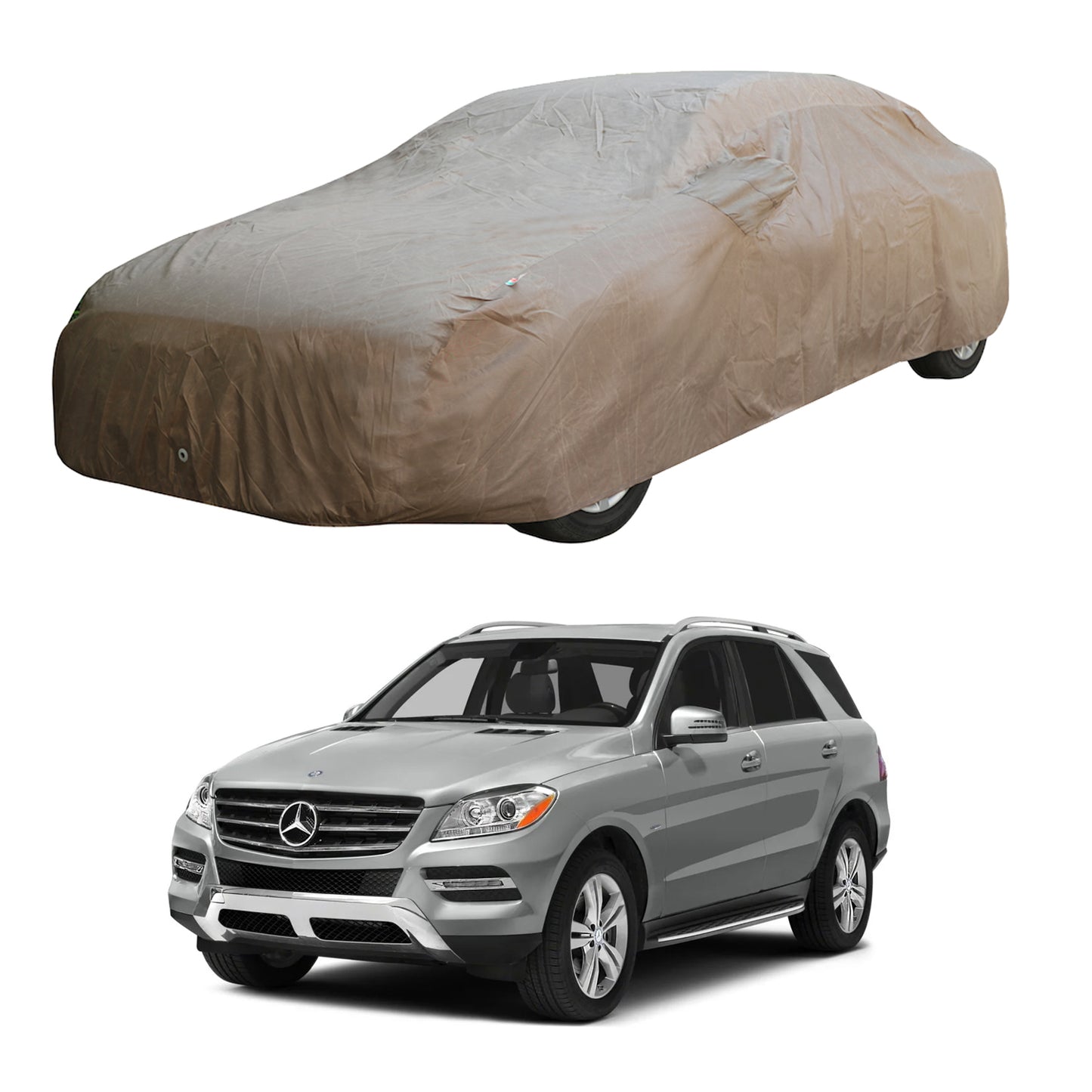 Oshotto Brown 100% Waterproof Car Body Cover with Mirror Pockets For Mercedes Benz ML 250/350