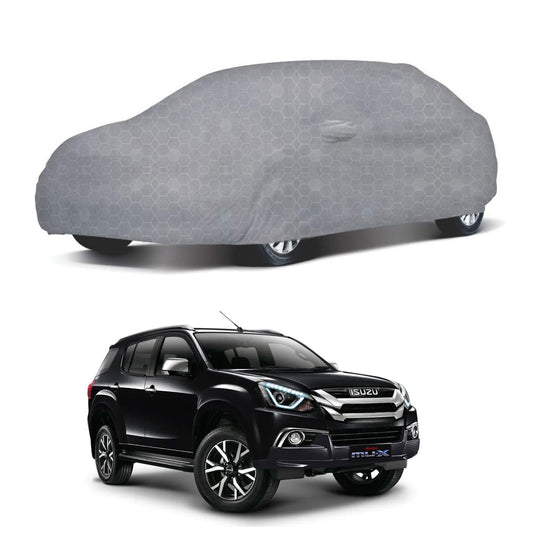 Oshotto 100% Dust Proof, Water Resistant Grey Car Body Cover with Mirror Pocket For Isuzu MU7