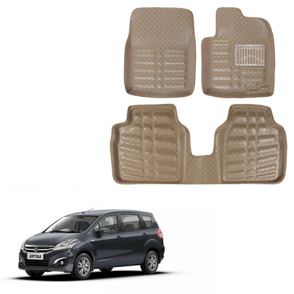 Oshotto 4D Artificial Leather Car Floor Mats For Maruti Suzuki Ertiga 2012-2018 (Set of 5) - Beige