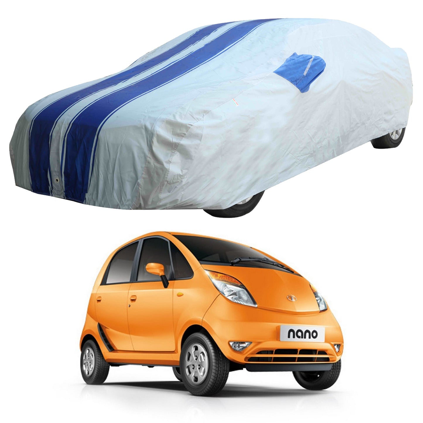 Oshotto 100% Blue dustproof and Water Resistant Car Body Cover with Mirror Pockets For Tata Nano