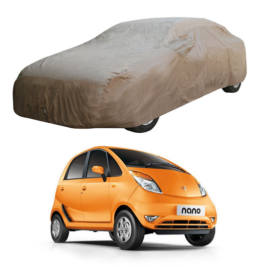 Oshotto Brown 100% Waterproof Car Body Cover with Mirror Pockets For Tata Nano