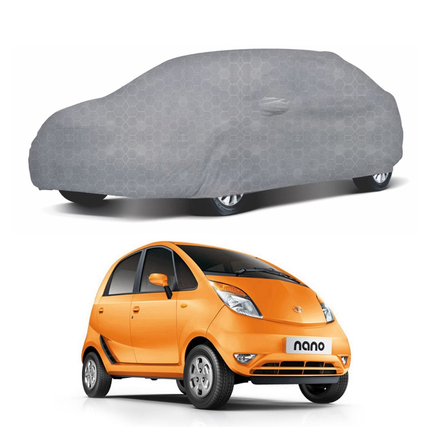Oshotto 100% Dust Proof, Water Resistant Grey Car Body Cover with Mirror Pocket For Tata Nano