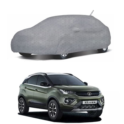 Oshotto 100% Dust Proof, Water Resistant Grey Car Body Cover with Mirror & Antenna Pocket For Tata Nexon