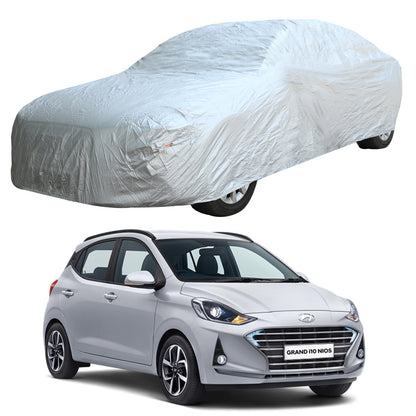 Oshotto Silvertech Car Body Cover (Without Mirror Pocket) For Hyundai i10 Nios - Silver