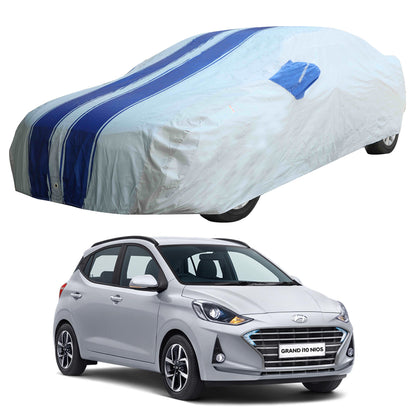 Oshotto 100% Blue dustproof and Water Resistant Car Body Cover with Mirror Pockets For Hyundai i10 Nios