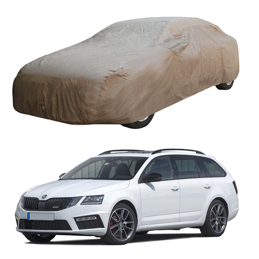 Oshotto Brown 100% Waterproof Car Body Cover with Mirror Pockets For Skoda Octavia