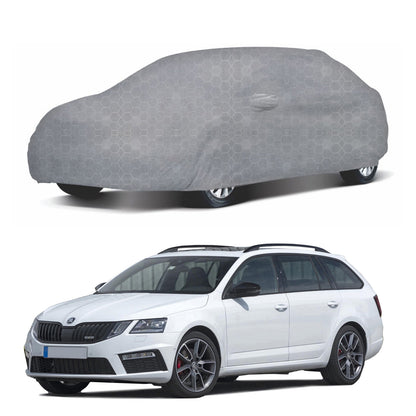 Oshotto 100% Dust Proof, Water Resistant Grey Car Body Cover with Mirror Pocket For Skoda Octavia