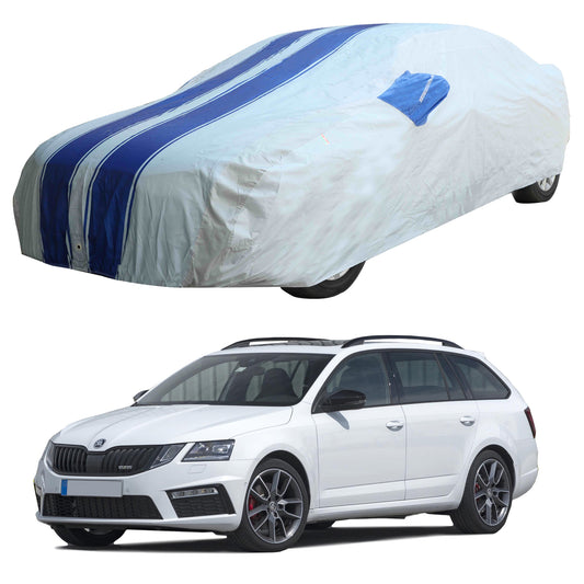 Oshotto 100% Blue dustproof and Water Resistant Car Body Cover with Mirror Pockets For Skoda Octavia