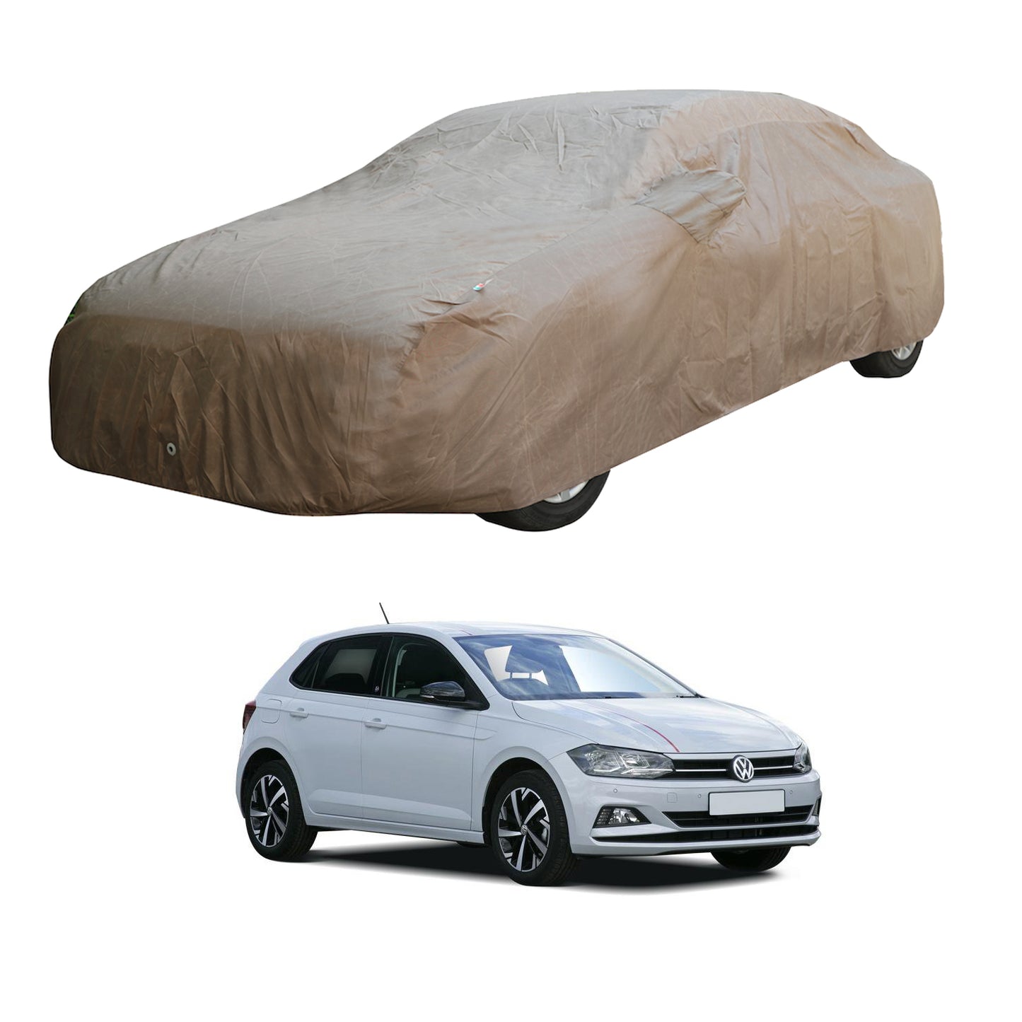 Oshotto Brown 100% Waterproof Car Body Cover with Mirror Pockets For Volkswagen Polo