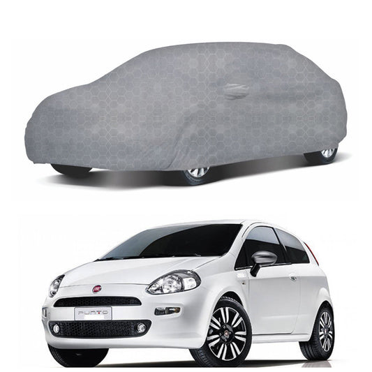 Oshotto 100% Dust Proof, Water Resistant Grey Car Body Cover with Mirror Pocket For Fiat Punto