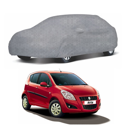 Oshotto 100% Dust Proof, Water Resistant Grey Car Body Cover with Mirror Pocket For Maruti Suzuki Ritz