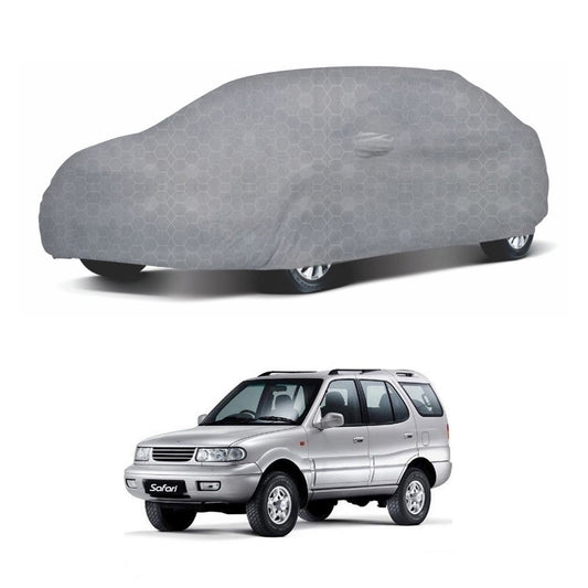 Oshotto 100% Dust Proof, Water Resistant Grey Car Body Cover with Mirror Pocket For Tata Safari/Storme