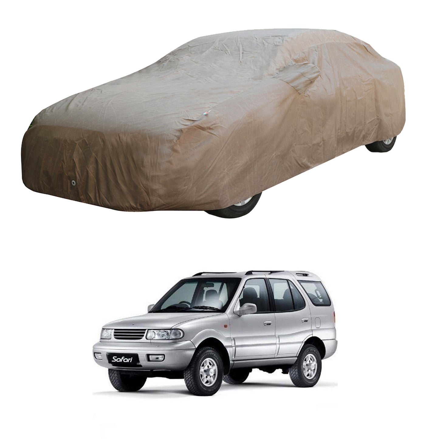 Oshotto Brown 100% Waterproof Car Body Cover with Mirror Pockets For Tata Safari