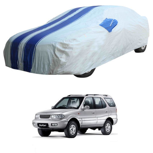 Oshotto 100% Blue dustproof and Water Resistant Car Body Cover with Mirror Pockets For Tata Safari