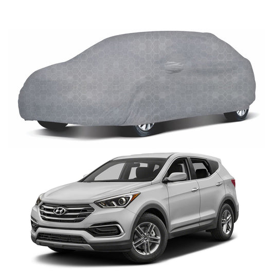 Oshotto 100% Dust Proof, Water Resistant Grey Car Body Cover with Mirror Pocket For Hyundai Santa Fe