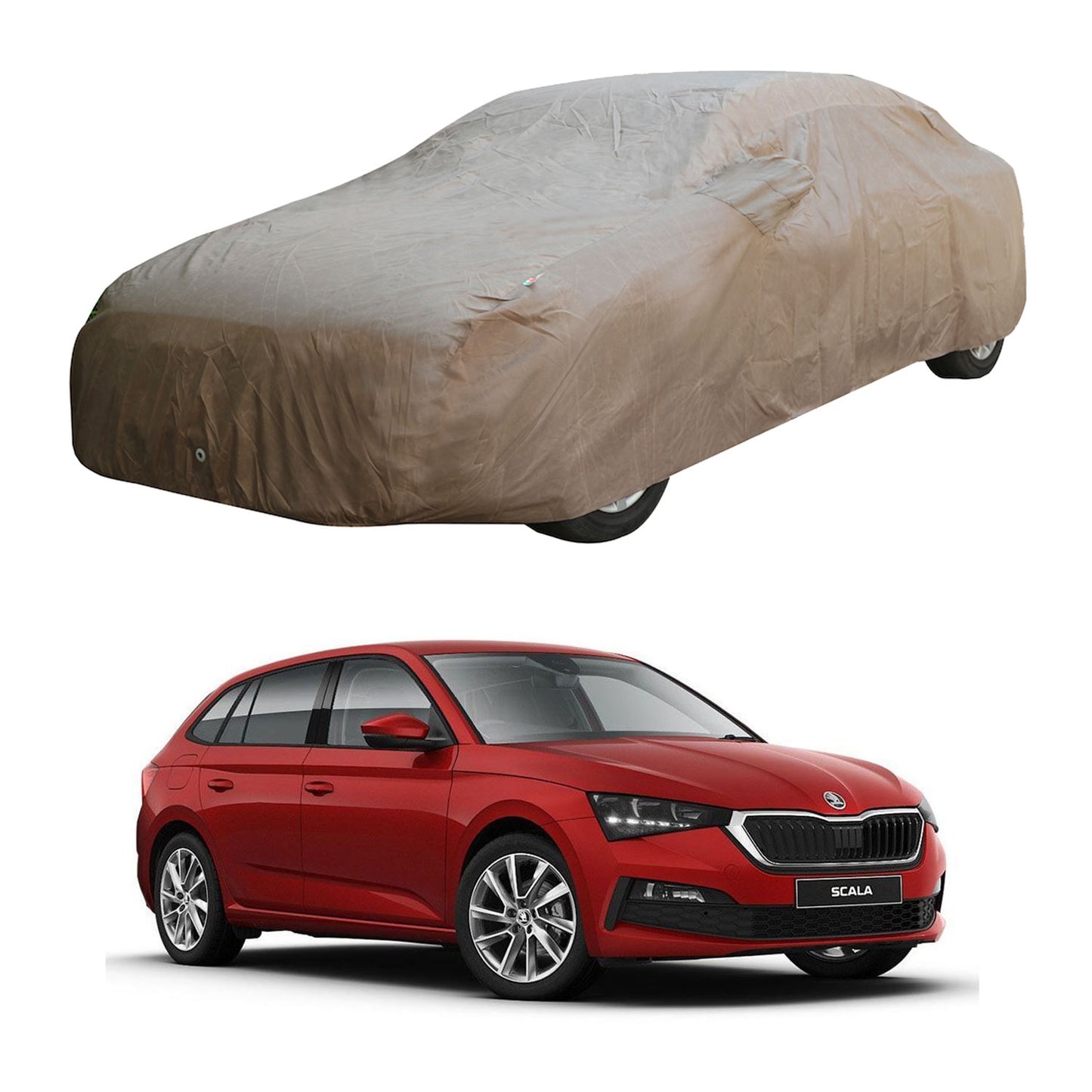 Oshotto Brown 100% Waterproof Car Body Cover with Mirror Pockets For Renault Scala/Fluence