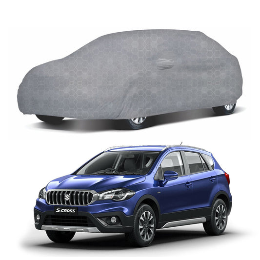 Oshotto 100% Dust Proof, Water Resistant Grey Car Body Cover with Mirror Pocket For Maruti Suzuki S-Cross