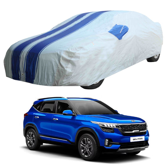 Oshotto 100% Blue dustproof and Water Resistant Car Body Cover with Mirror Pockets For KIA Seltos