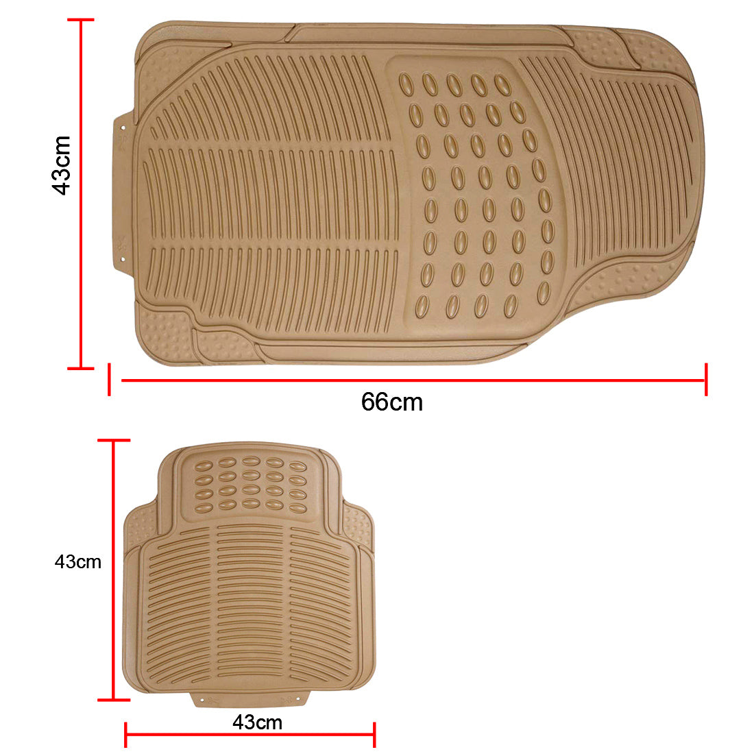 Oshotto Anti Skid Rubber Car Foot Mat for All Cars (Set of 4, Beige)