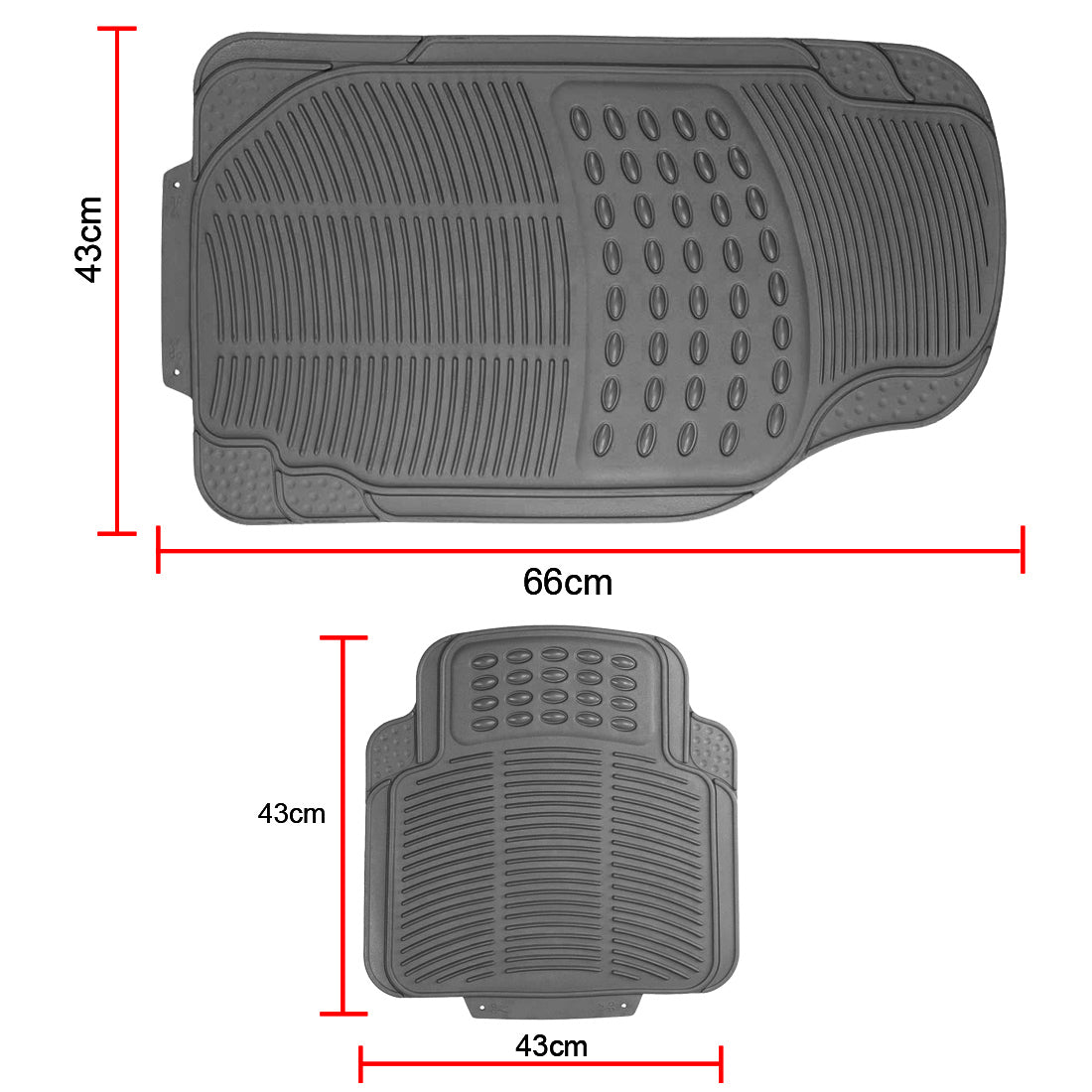 Oshotto Anti Skid Rubber Car Foot Mat for All Cars (Set of 4, Grey)