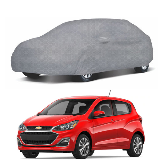 Oshotto 100% Dust Proof, Water Resistant Grey Car Body Cover with Mirror Pocket For Chevrolet Spark