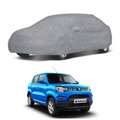 Oshotto 100% Dust Proof, Water Resistant Grey Car Body Cover with Mirror Pocket For Maruti Suzuki S-Presso